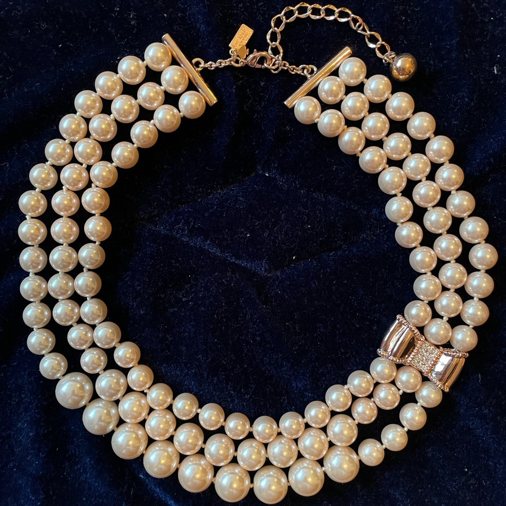 Kate Spade Triple Strand Pearl Necklace Pink